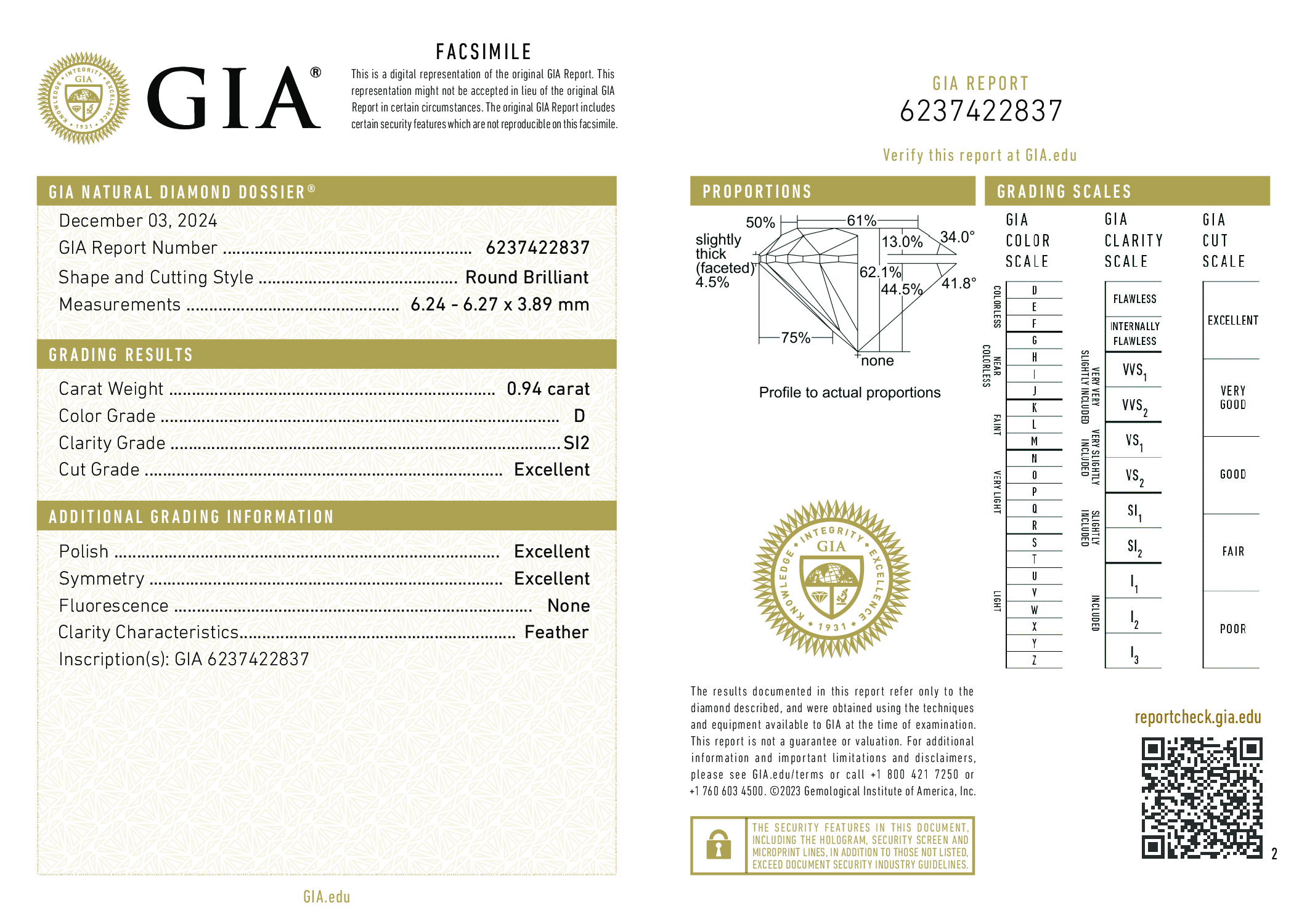 Diamond Certificate