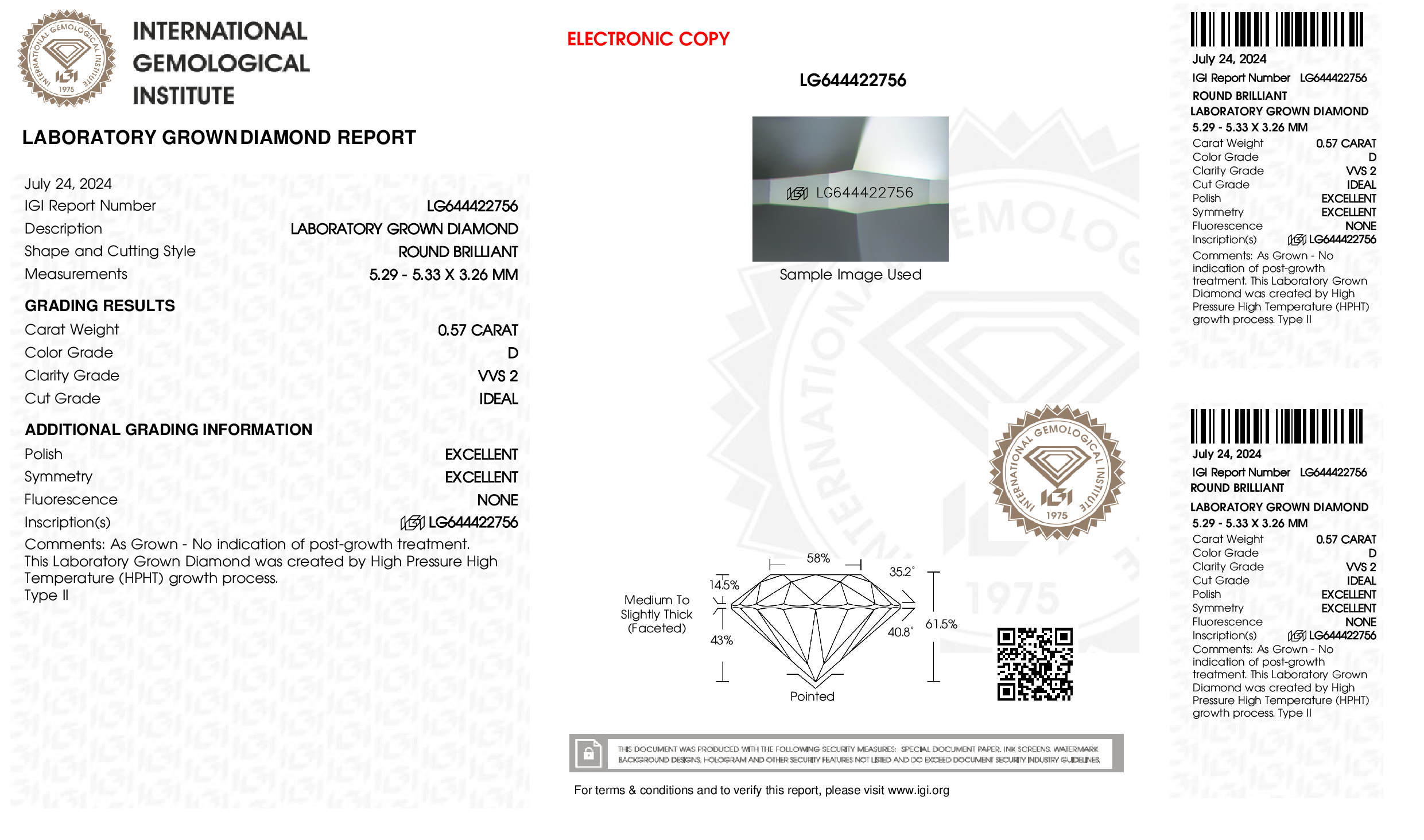 Diamond Certificate